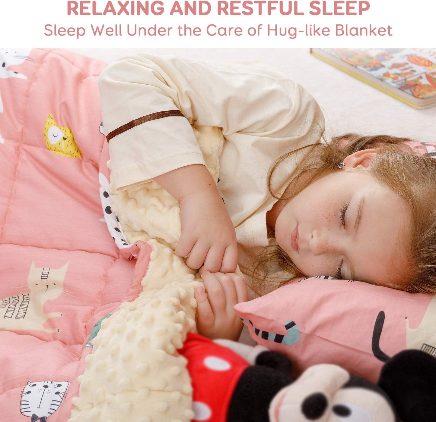 Pink Cat Double-Sided Kids Weighted Blanket