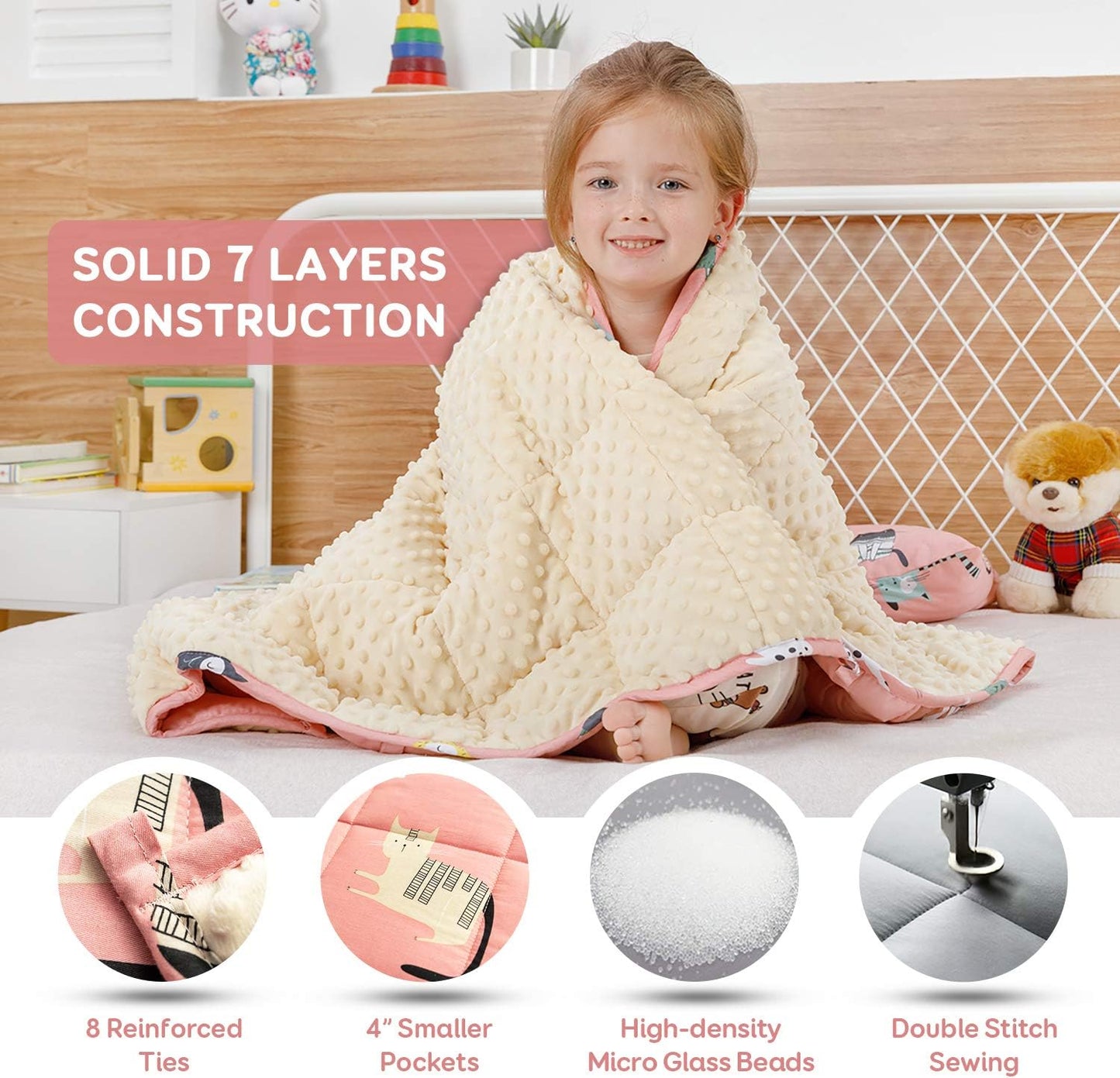 Pink Cat Double-Sided Kids Weighted Blanket